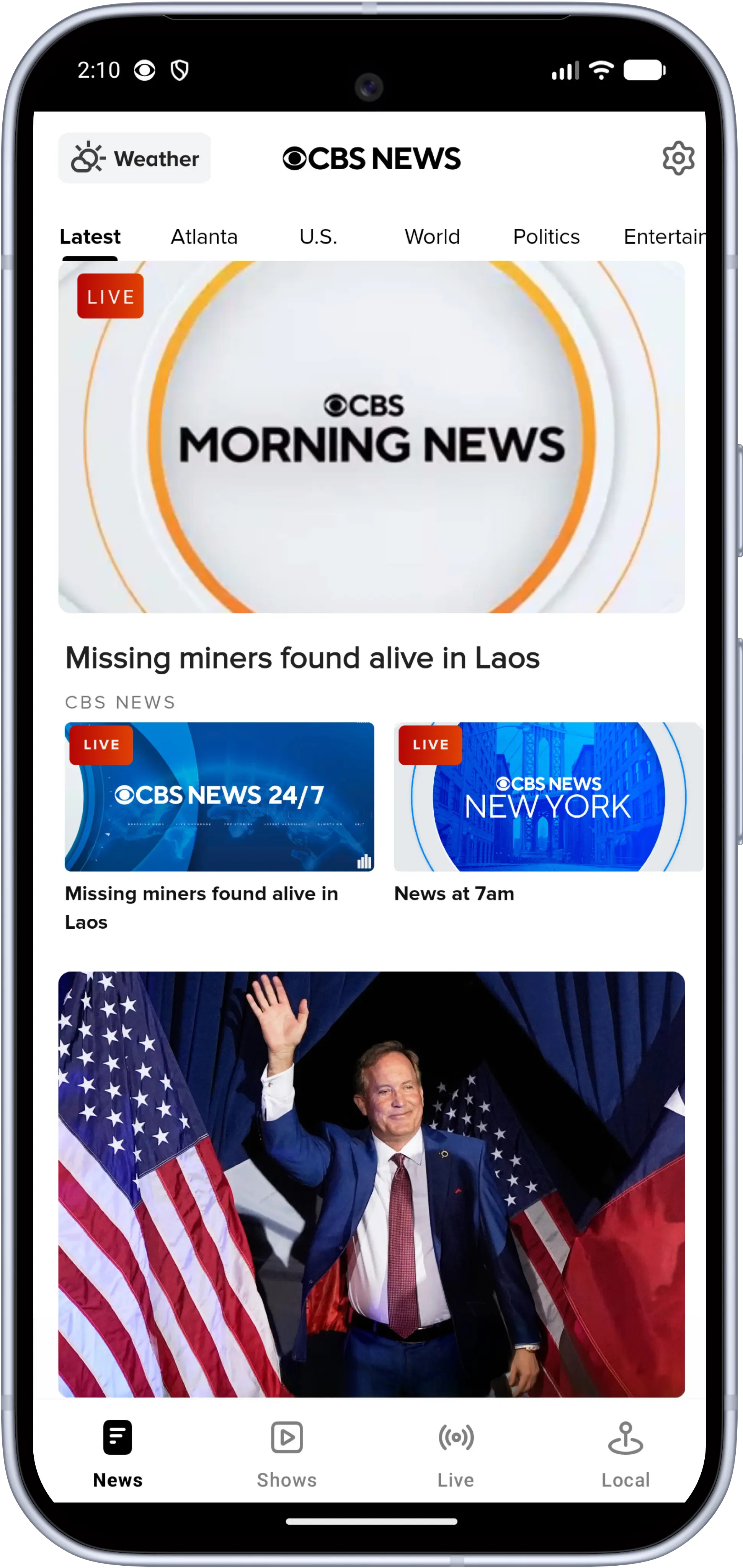 CBS News app on Android